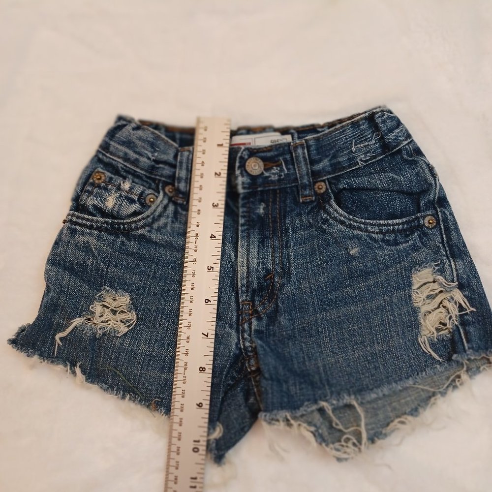 Levis Shorts Girls 6 Jean Cut Off Blue Stretch Denim Adjustable Waist
